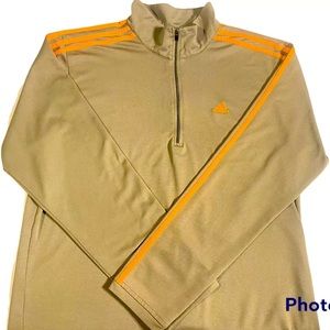 Adidas Quarter zip Pullover sweat shirt Tan & Orange